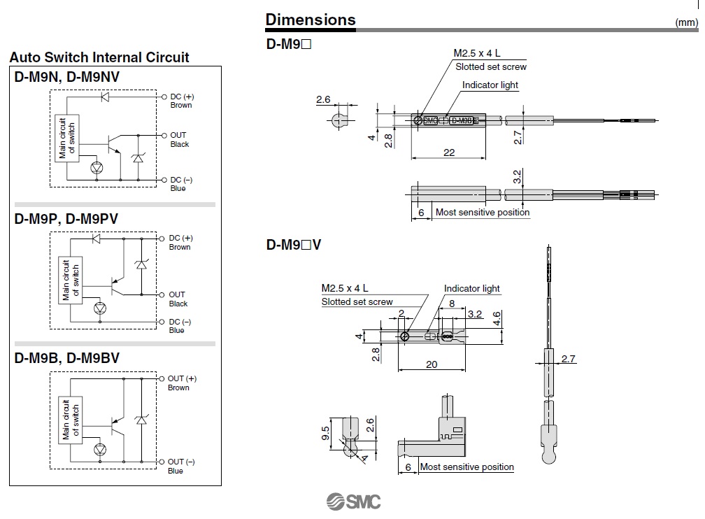 D-M9N(V)/D-M9P(V)/D-M9B(V) Piston Sensör SMC TÜRKİYE - Biltek Elektrik
